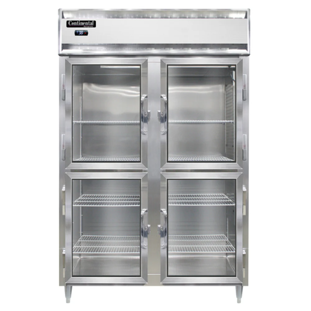 Continental Refrigerator D2RNGDHD 52 Inch Designer Line Reach-in Refrigerator Two-section Aluminum and Stainless Steel