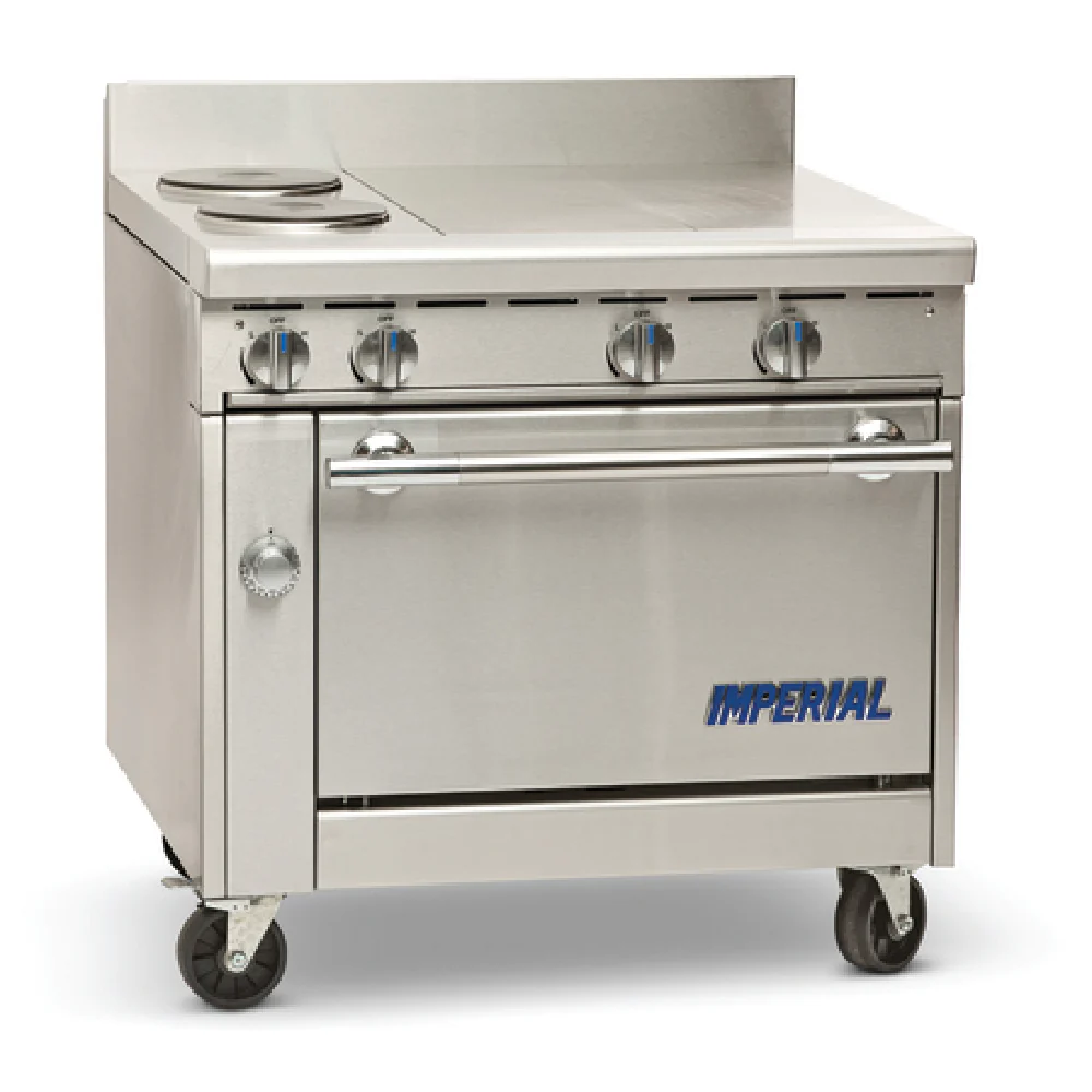 Imperial IHR-2HT_NAT 36 Inch Gas Heavy Duty Range with 2 Hot Tops 120000 BTU
