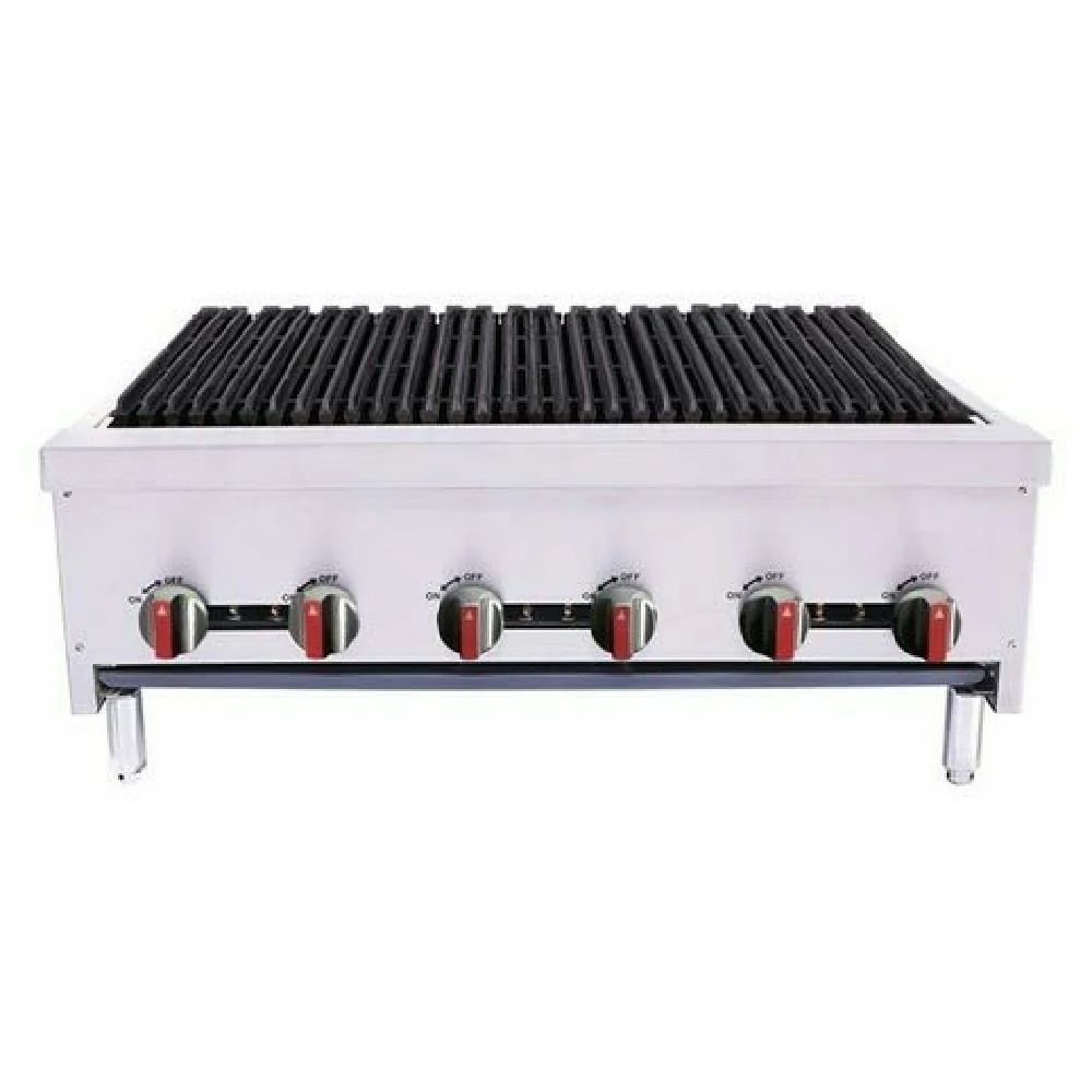 BakeMax BACGG36-6 36 Inch Charbroiler Gas Countertop with 6 Burners 90000 BTU BakeMax BACGG36-6 36 Inch Charbroiler Gas Countertop with 6 Burners 90000 BTU