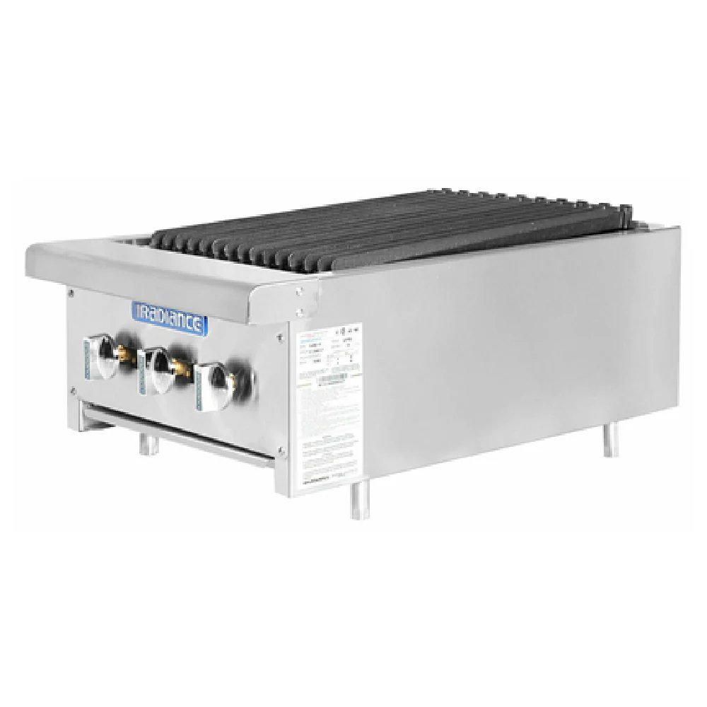 Turbo Air TARB-18 18 Inch Gas Charbroiler Countertop with 3 Burners 45000 BTU