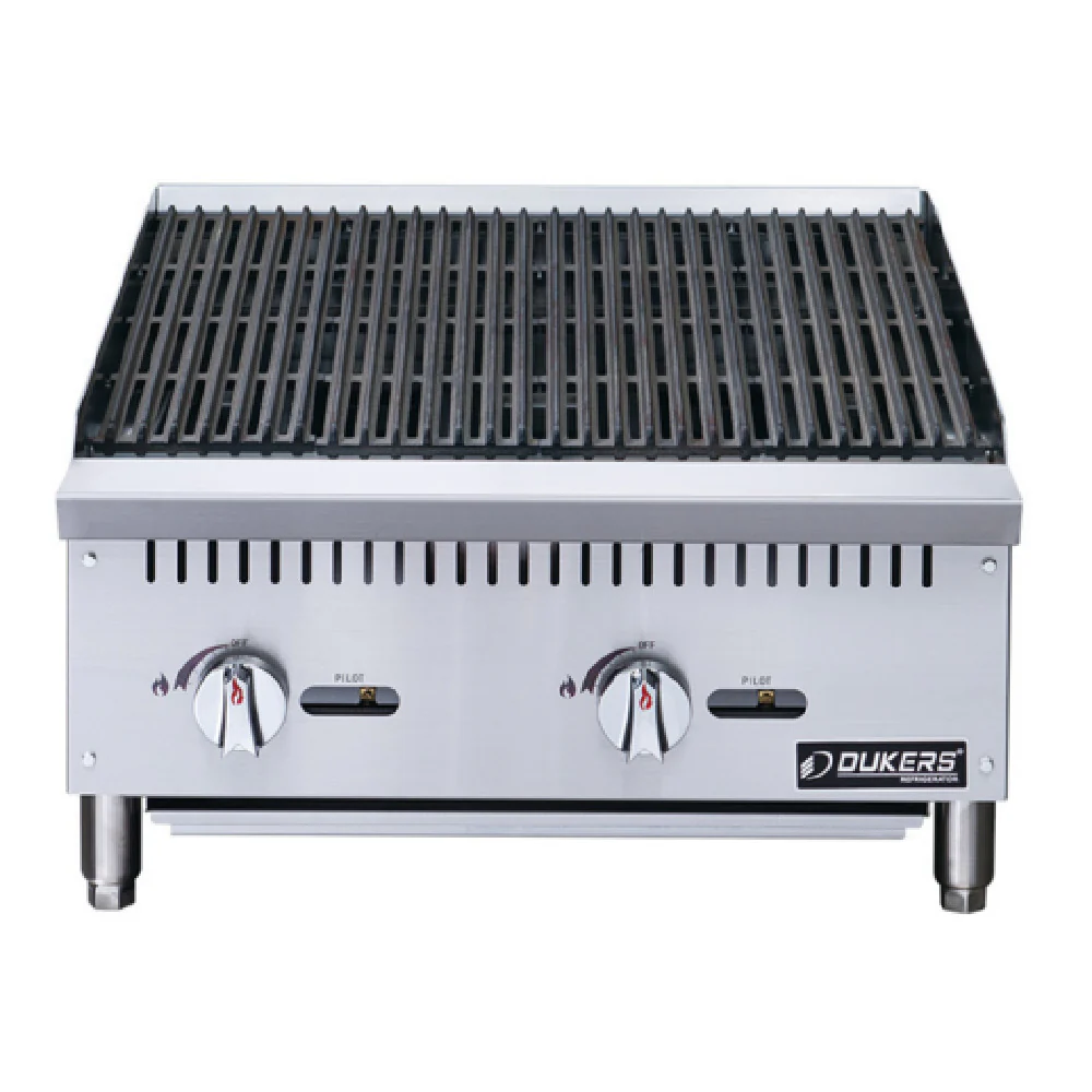 Dukers Appliance Co. USA Ltd. DCRB24 24 Inch Charbroiler Gas Countertop 2 Burners 70000 BTU with Full Crumb Tray Dukers Appliance Co. USA Ltd. DCRB24 24 Inch Charbroiler Gas Countertop 2 Burners 70000 BTU with Full Crumb Tray