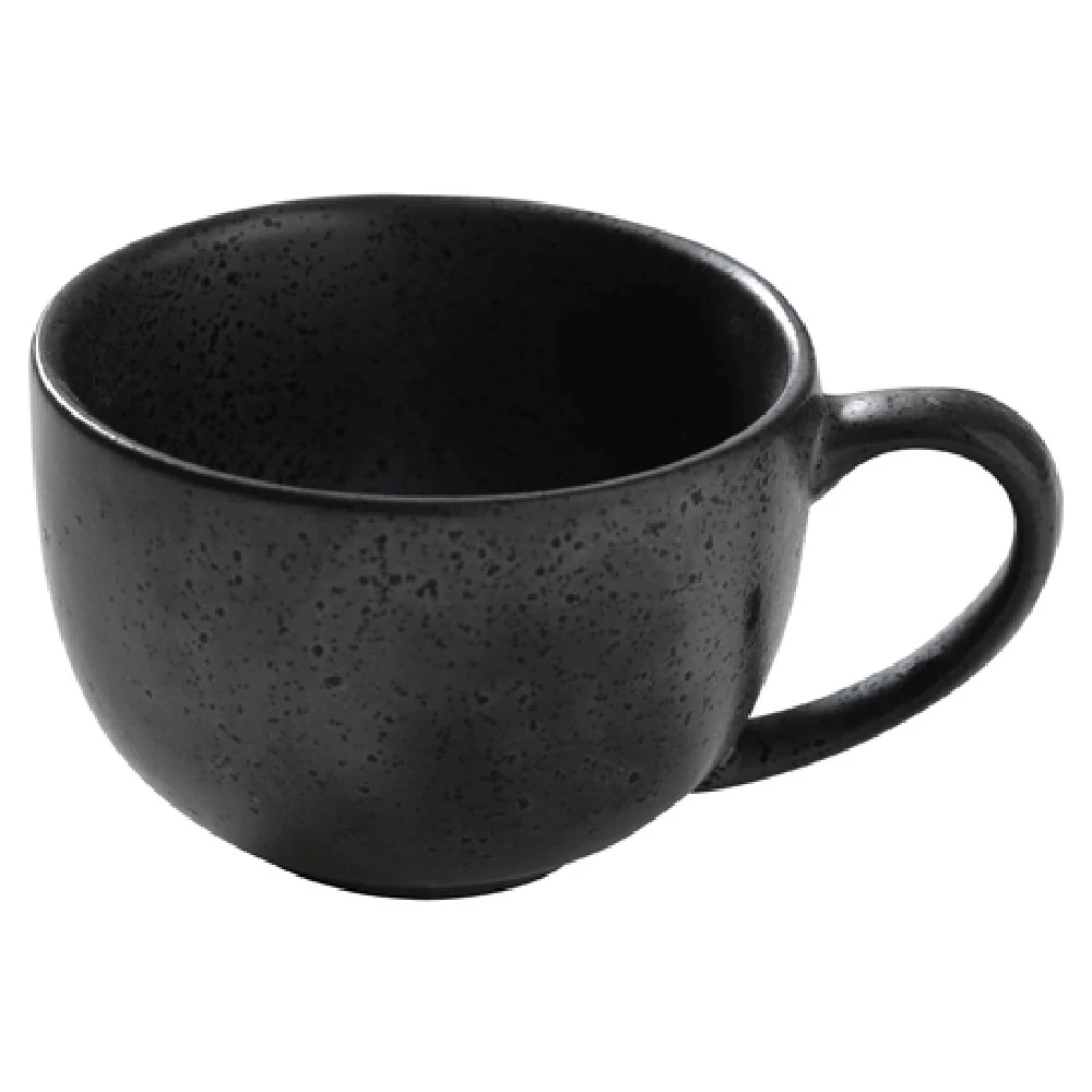 Yanco DB-001 7 Oz Diamond Black Cup With Handle Porcelain Black 3-1/2 Inch