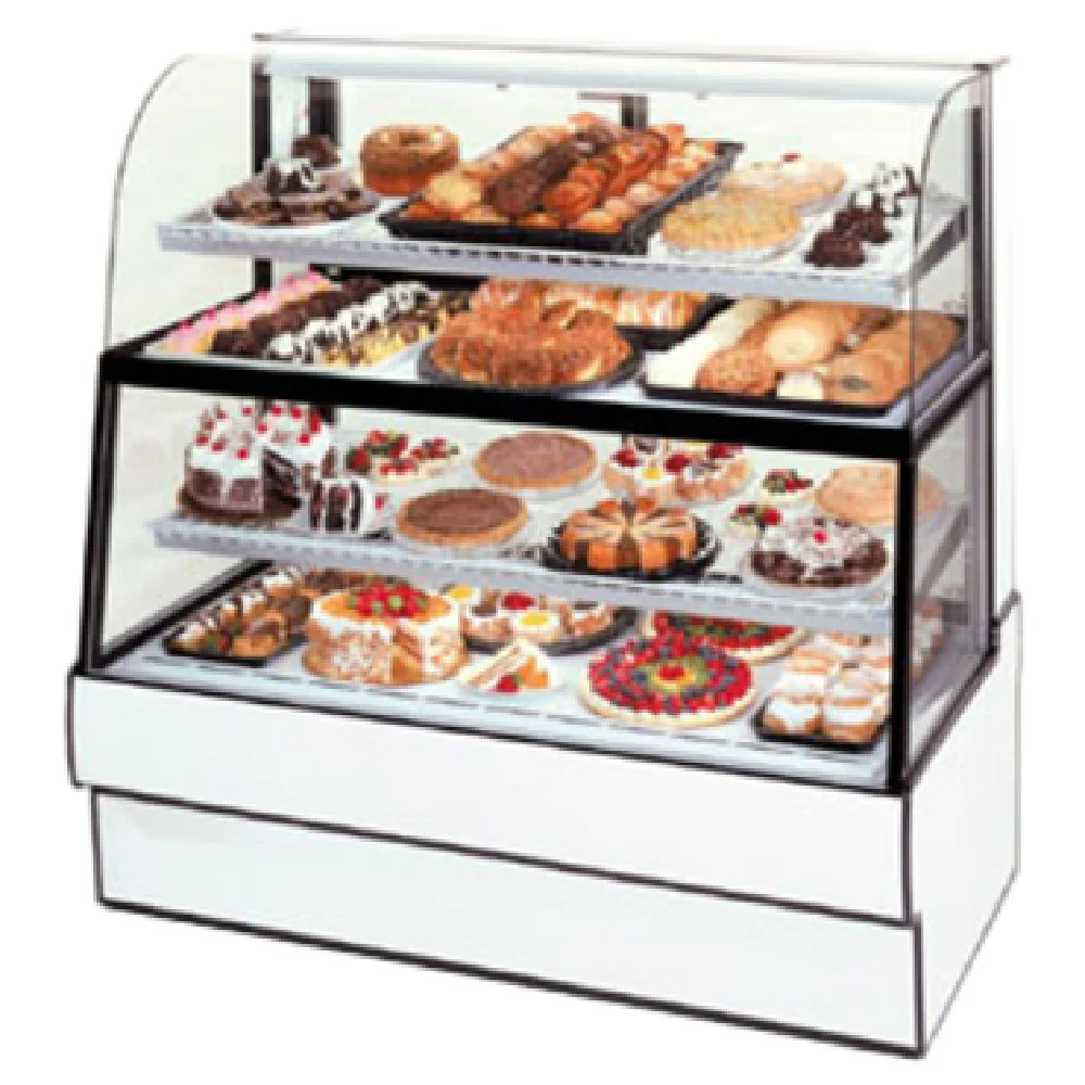 Federal Industries CGR3660DZH 36 Inch Curved Glass Horizontal Bakery Case Dual Zone with Shelves