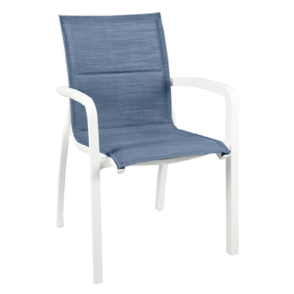 Grosfillex UT090096 24 Inch Stacking Armchair Outdoor Textilene Fabric Madras Blue