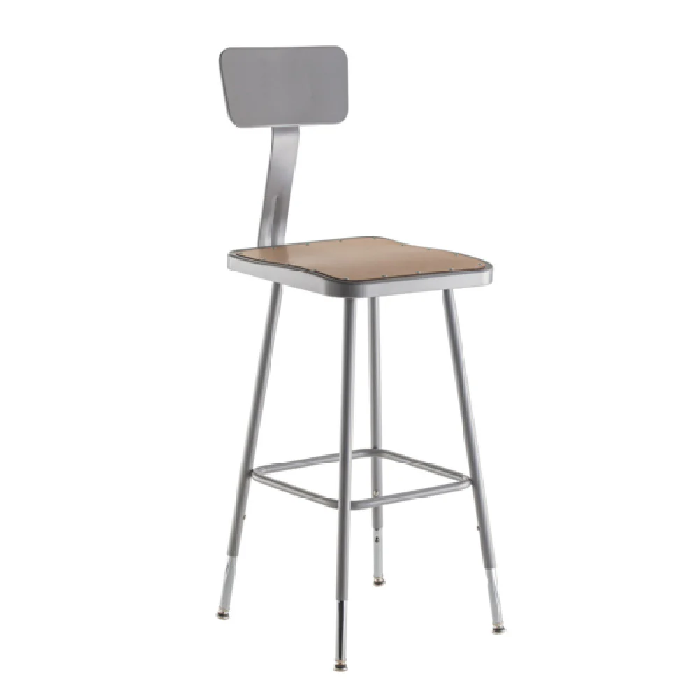 National Public Seating 6324HB 14 Inch Heavy Duty Steel Stool with Backrest