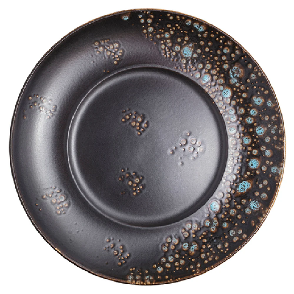 Vertex China LMS-E21 11-1/2 Inch Diameter Entrée Plate Round Matte Black Sky Blue Vertex China LMS-E21 11-1/2 Inch Diameter Entrée Plate Round Matte Black Sky Blue