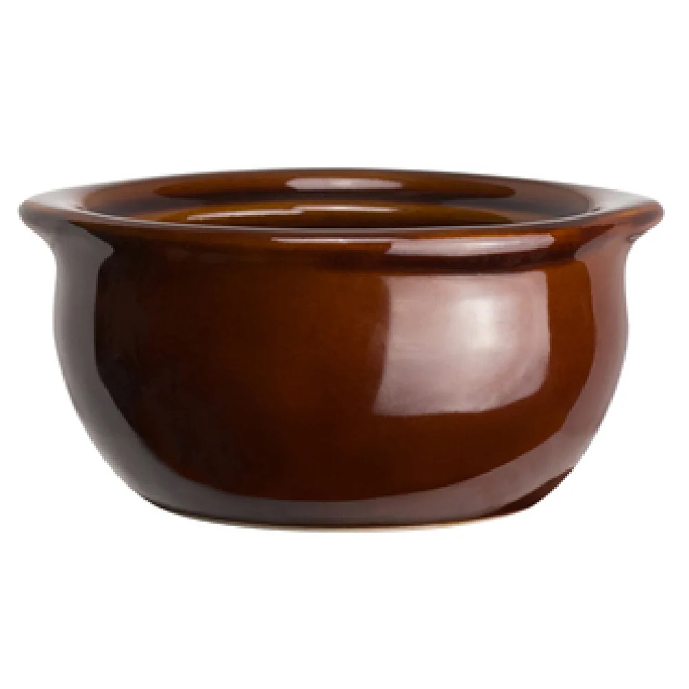 Steelite 6932E471 12 Oz Onion Soup Crock Round Porcelain with Handles Caramel