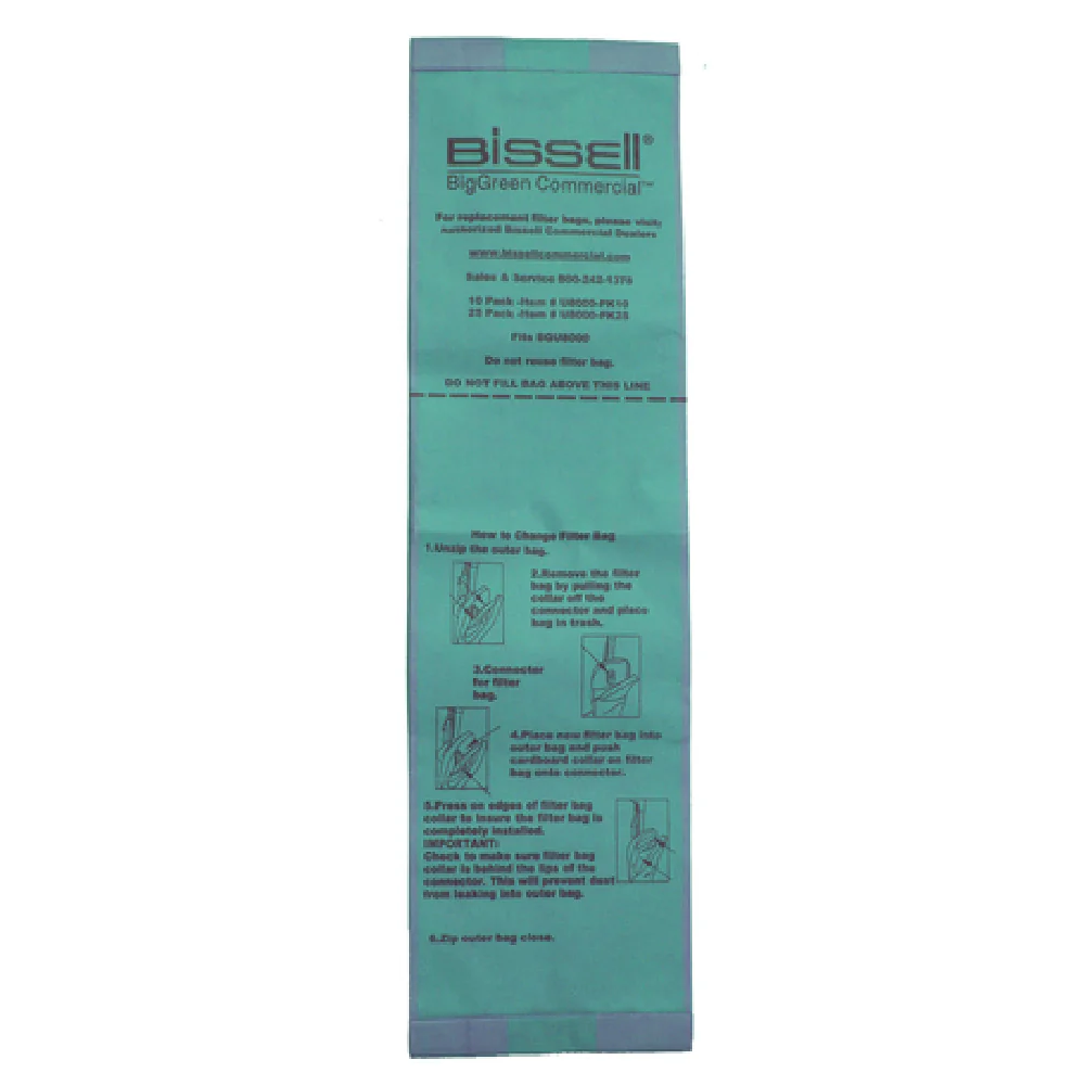 Bissell U8000-PK25 Bags for BGU8000EW 25 Bags Commercial Vacuum Cleaner Accessories Bissell U8000-PK25 Bags for BGU8000EW 25 Bags Commercial Vacuum Cleaner Accessories