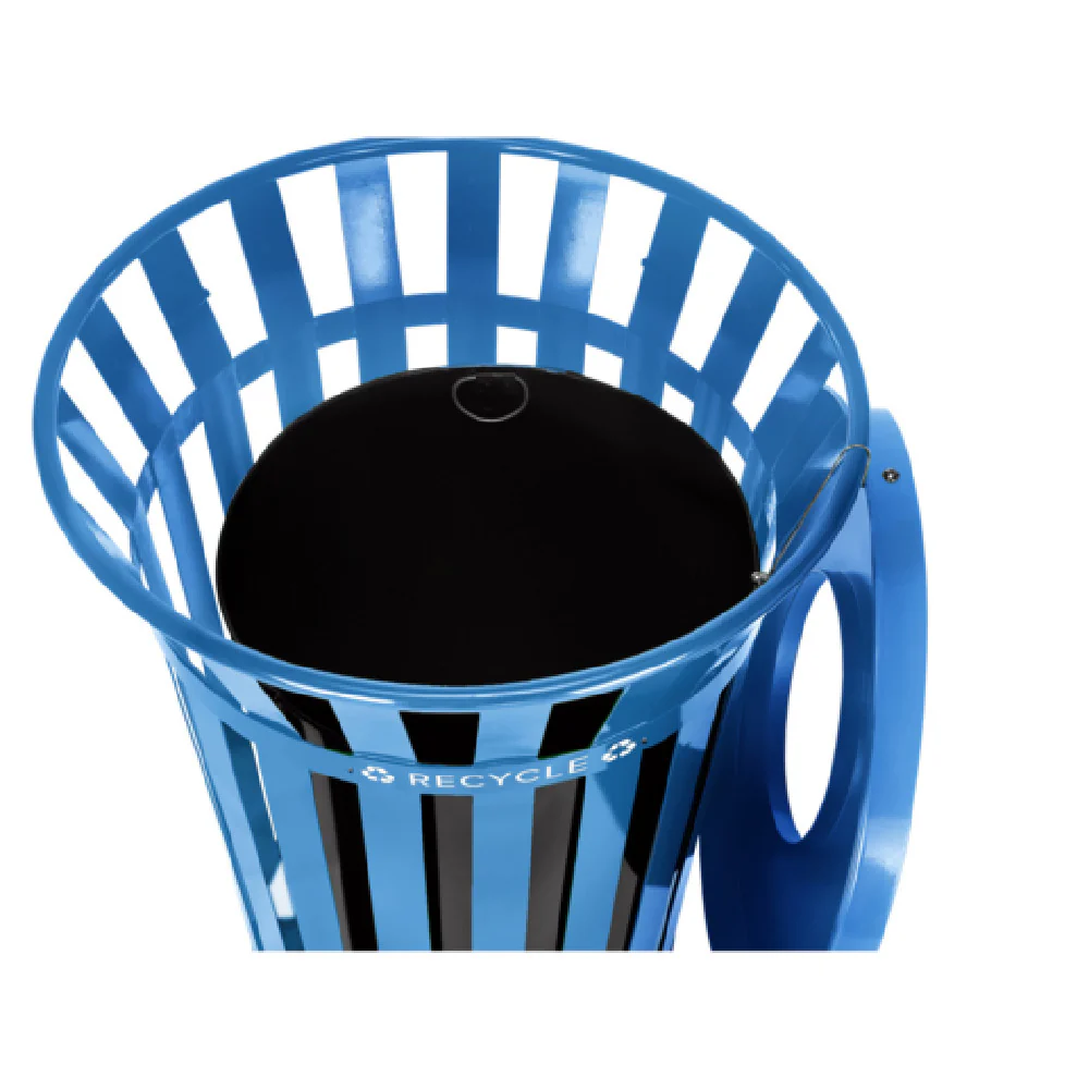 Alpine Industries ALP479-38-BLU 26 Inch Blue Steel Outdoor Waste Receptacle with 38 Gallon Capacity Alpine Industries ALP479-38-BLU 26 Inch Blue Steel Outdoor Waste Receptacle with 38 Gallon Capacity