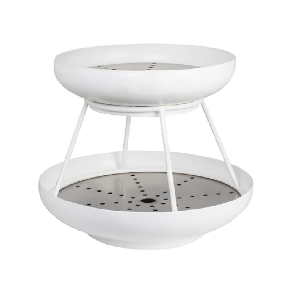 Steelite 5862JX62 11.625 Inch White 2-Tier Coupe Seafood Stand Stainless Steel