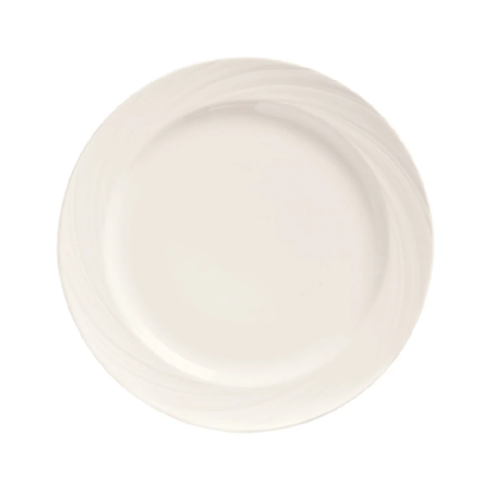 Libbey BO-1107 9 Inch Diameter Round Plate Medium Rim Embossed Porcelain Libbey BO-1107 9 Inch Diameter Round Plate Medium Rim Embossed Porcelain
