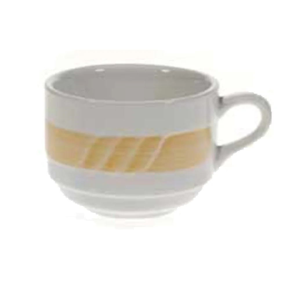 Vertex China SAU-1S-Y 8 Oz Cup Pumpkin Round with handle Stackable China