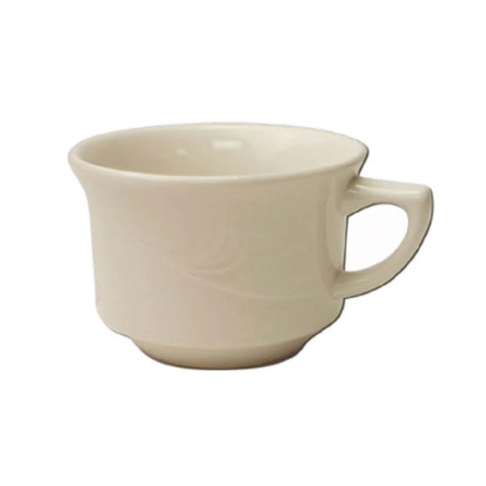 International Tableware NP-23 7.5 Oz Cup Round With Handle Stackable Ceramic White
