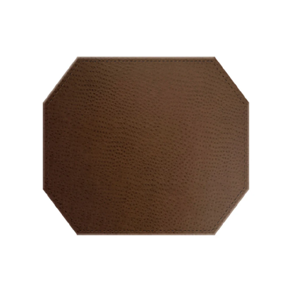 Risch TABLEMATOCT-CH 15X13 Faux Leather Octagon Placemat with Stitched Edges Risch TABLEMATOCT-CH 15X13 Faux Leather Octagon Placemat with Stitched Edges