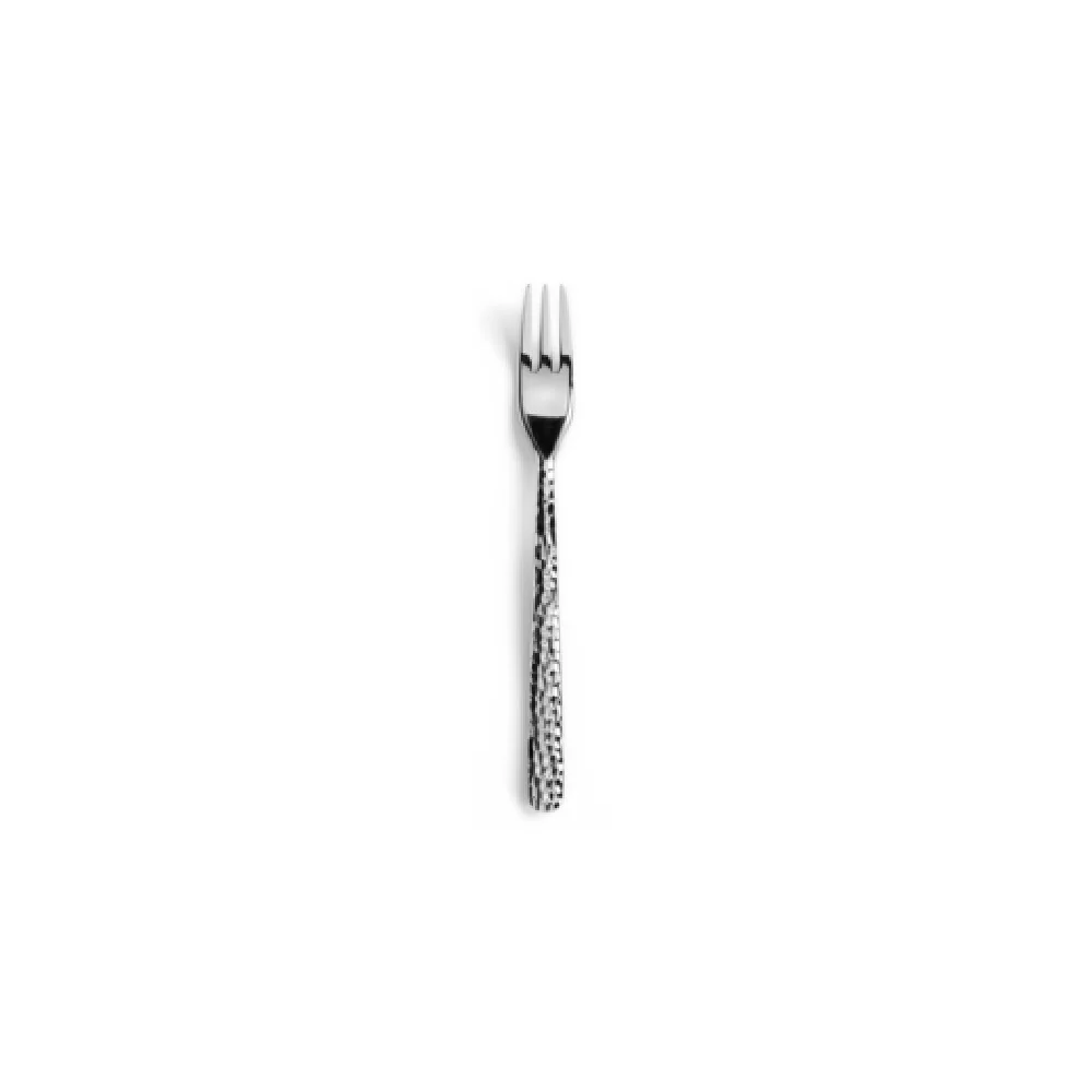 Revol 656632 5-3/4 Inch Oyster Cocktail Fork Hammered Finish 18/10 Stainless Steel