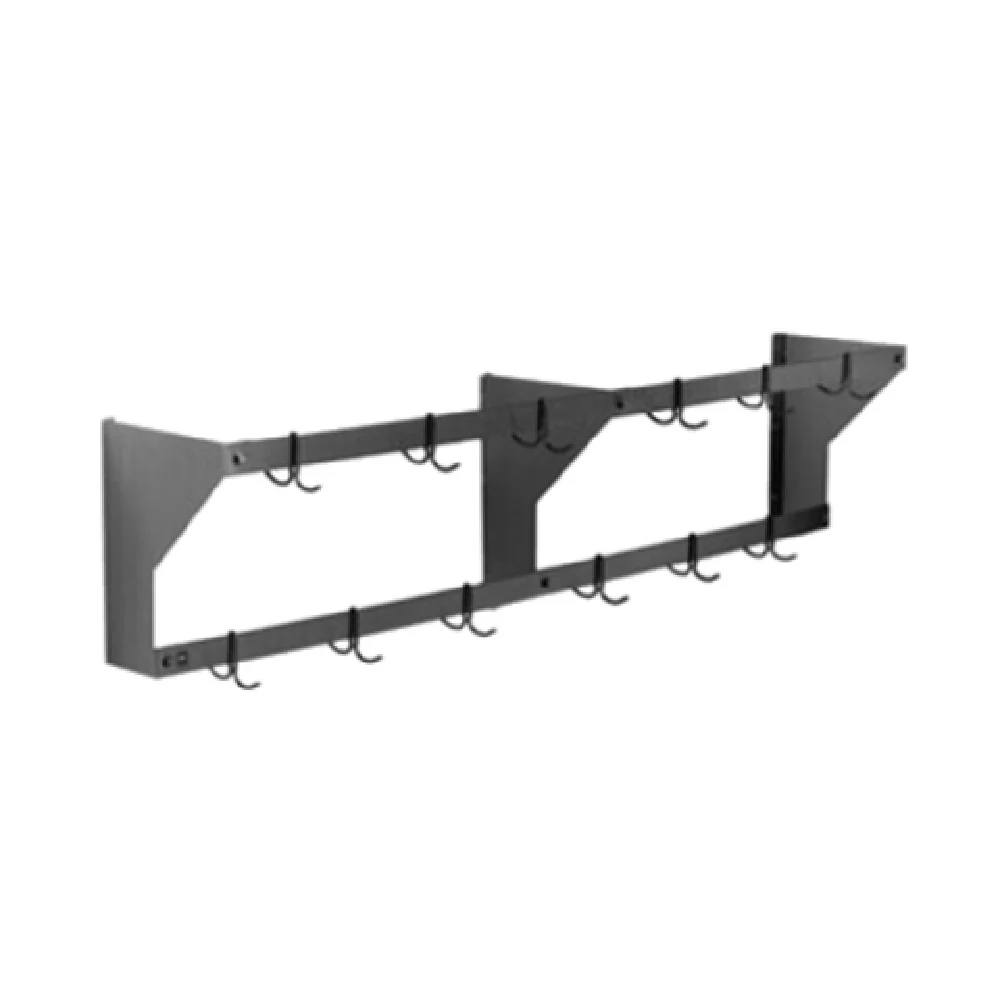 Eagle WM72PR-X 72 Inch Wall Mount Pot Rack Double-Bar Stainless Steel with Hooks Eagle WM72PR-X 72 Inch Wall Mount Pot Rack Double-Bar Stainless Steel with Hooks