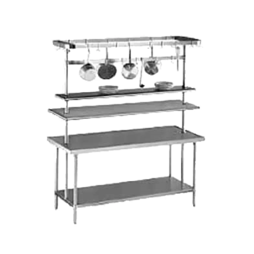 Advance Tabco AUR-84 84 Inch Utensil Rack Table Mounted Adjustable Stainless Steel with 9 Pot Hooks