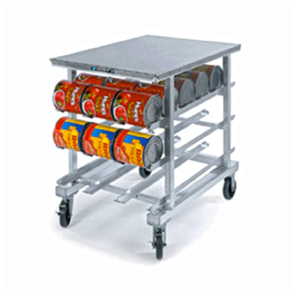 Lakeside 336 35 Inch Mobile Can Storage Rack Aluminum with Removable Top