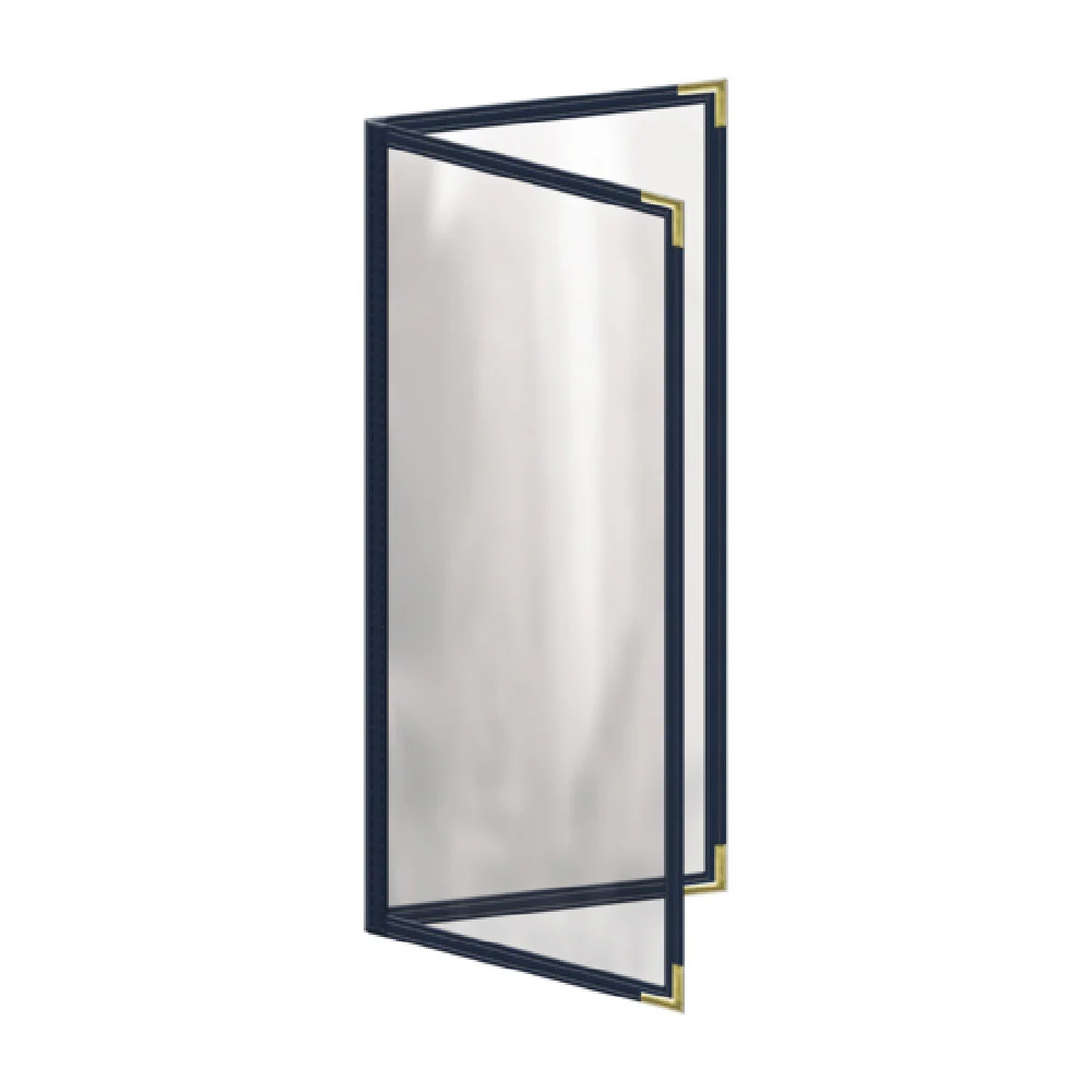 Risch TED 4.25X11 4.25 Inch Menu Cover Double Clear Sewn Vinyl with Metal Corners Risch TED 4.25X11 4.25 Inch Menu Cover Double Clear Sewn Vinyl with Metal Corners