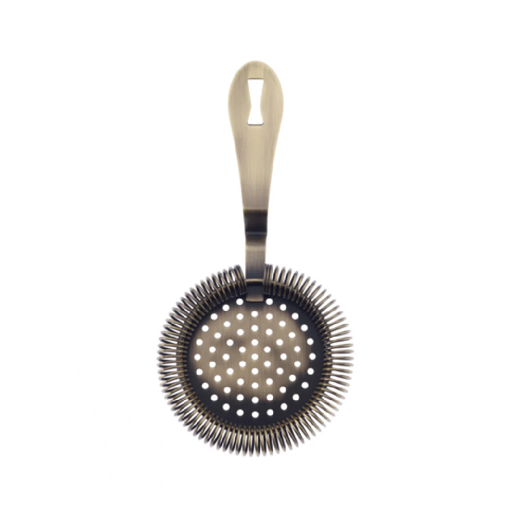 Mercer Culinary M37218ANG 7 1/4 Inch Antique Hawthorne Bar Strainer Stainless Steel Antique Gold Plated Finish Mercer Culinary M37218ANG 7 1/4 Inch Antique Hawthorne Bar Strainer Stainless Steel Antique Gold Plated Finish