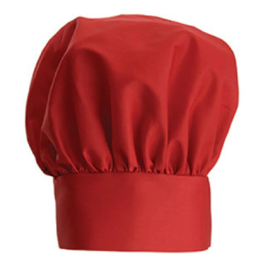 Winco CH-13RD Toque Adjustable Velcro Chef Hat Red Poly-Cotton Blend