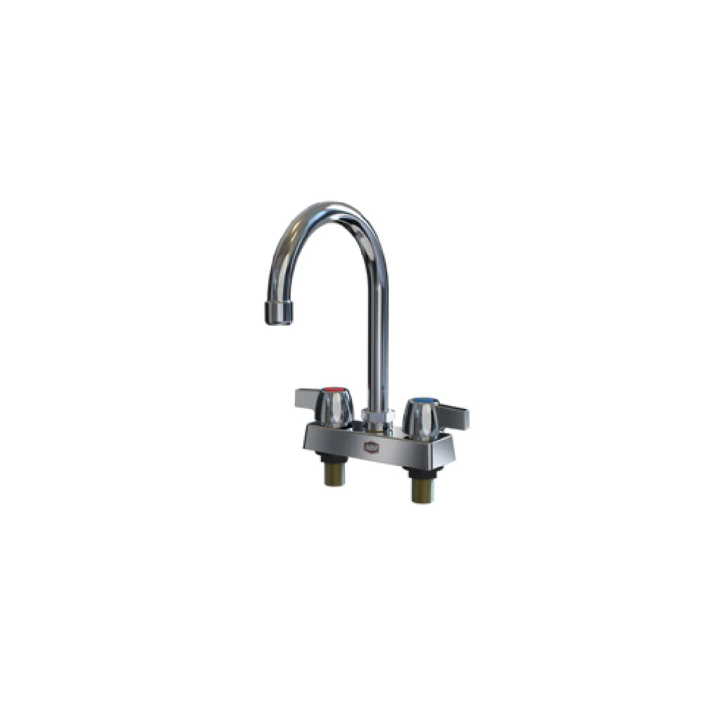 NBR Equipment P3D4S3G 4 Inch Deck Mount Faucet with Goose Neck Spout Lead Free