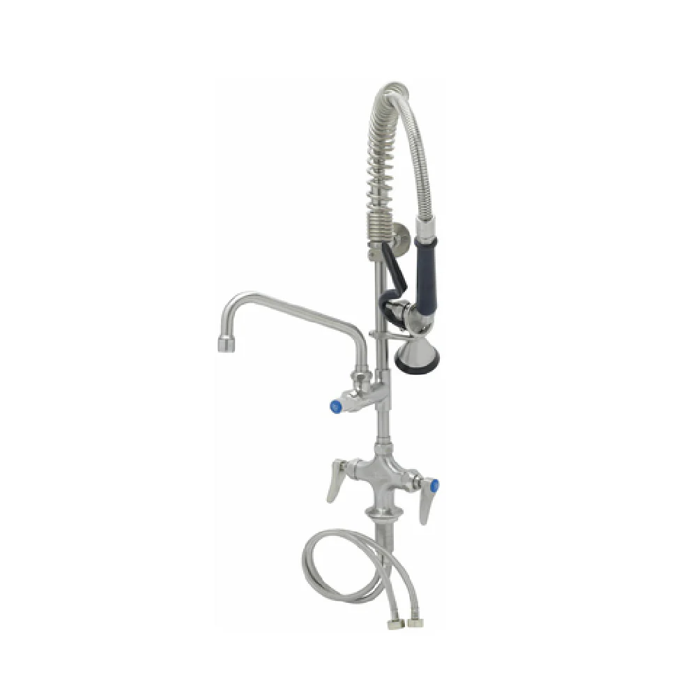 T&S Brass SMPF-2DLN-08 7.43 Inch Deck Mount Pre-Rinse Mixing Faucet with Hose