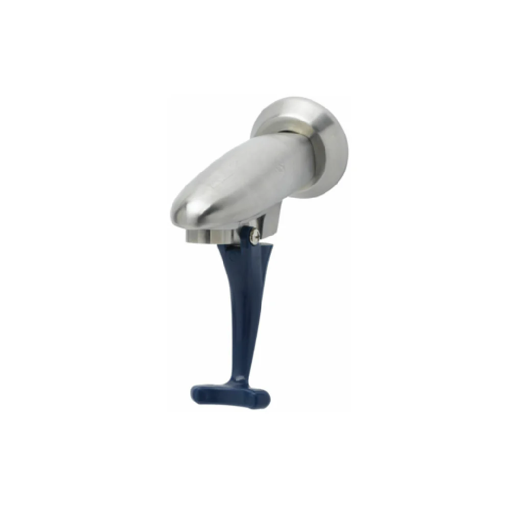 T&S Brass S-1200 5 Inch Push Back Glass Filler Stainless Steel Dark Blue Arm