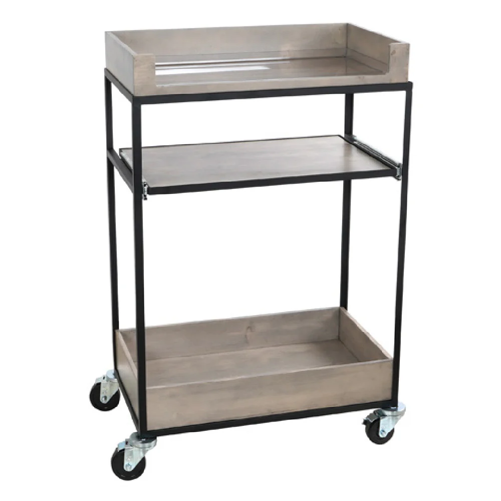 Cal Mil 3461-110 27 Inch Mobile Cart 3 Tiers Reclaimed Wood and Metal Frame