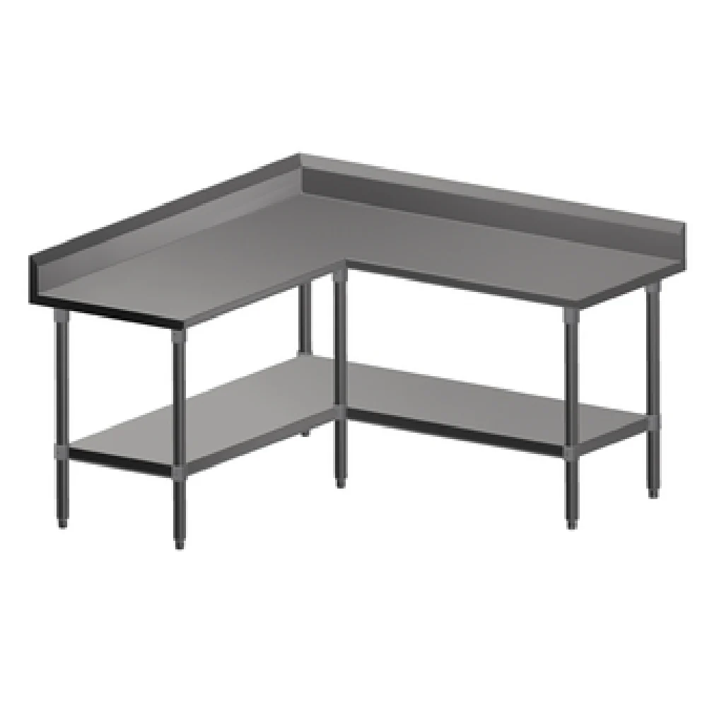 John Boos ST6R5-L3060SSK 60 Inch L-shaped Work Table with 16 Gauge Stainless Steel Top