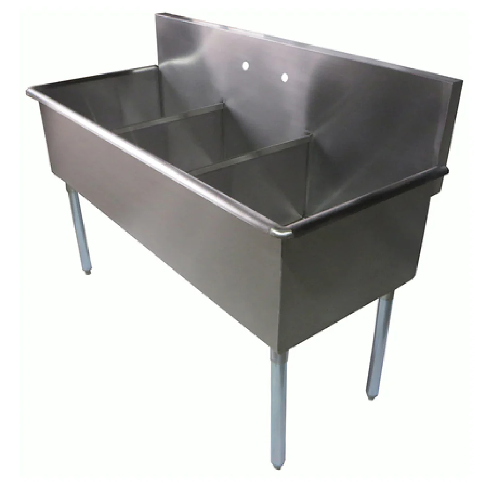 NBR Equipment 3BSG-1821 57 Inch Three Compartment Budget Sink Stainless Steel with 8 Inch Backsplash NBR Equipment 3BSG-1821 57 Inch Three Compartment Budget Sink Stainless Steel with 8 Inch Backsplash