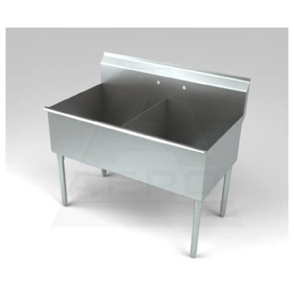 AERO Manufacturing XS2-2424 24 Inch Delux Sink Two Compartment Galvanized Stainless Steel with Depth