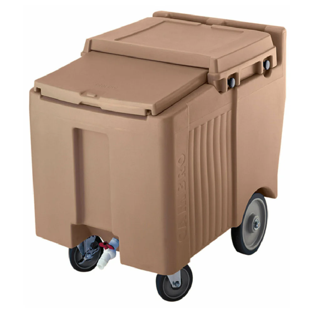 Cambro ICS125LB157 23 Inch Mobile Ice Caddy Sliding Lid Beige Plastic