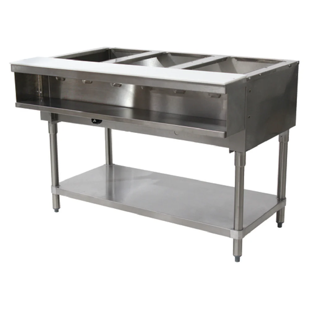Advance Tabco WB-3G-LP 47 Inch Water Bath Hot Food Table Gas with 3 Wells - 15000 BTU