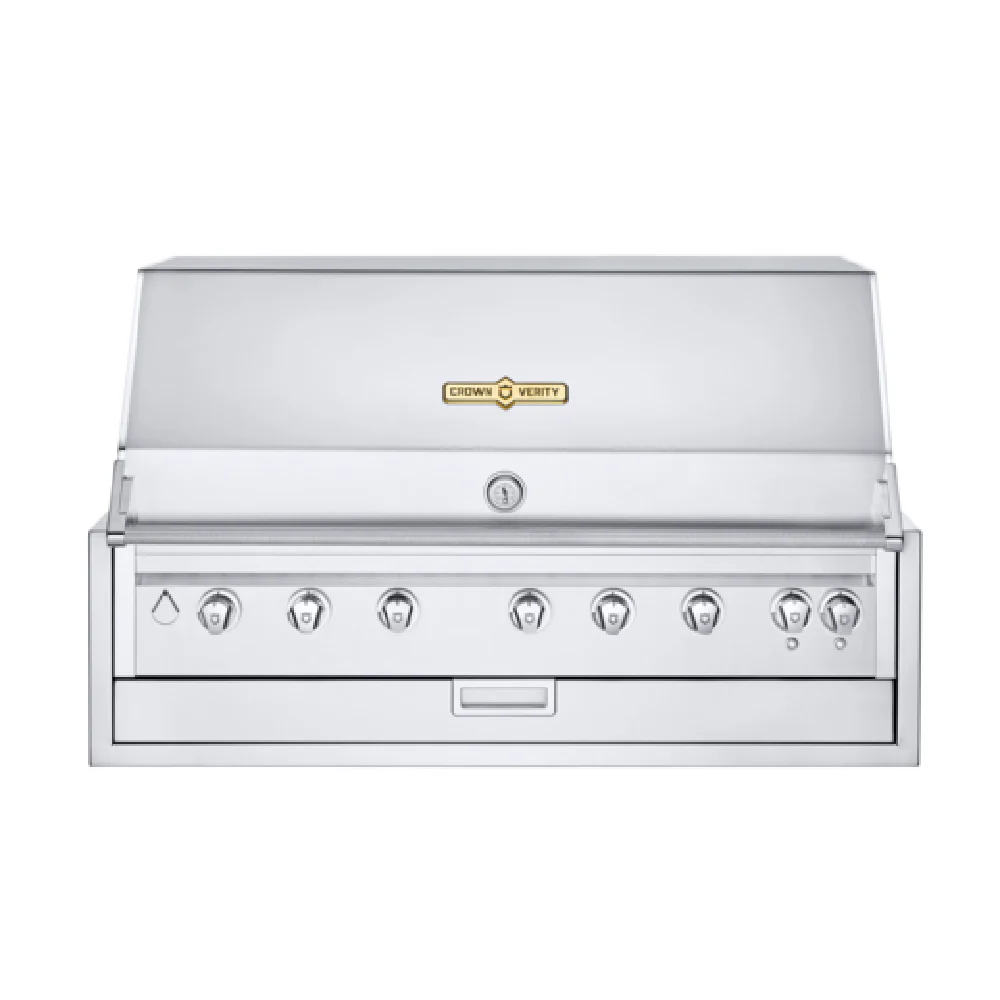Crown Verity IBI48-LT 55 Inch Built-In Outdoor Charbroiler Gas Stainless Steel 7 Burners 14750 BTU with Accessories