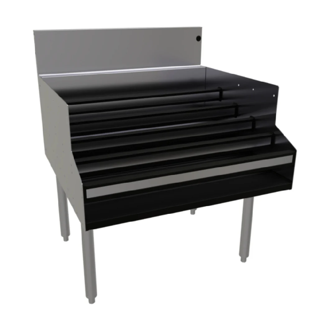 Glastender LDB-30S 30 Inch Free Standing Underbar Liquor Steps Stainless Steel with Clear Cover
