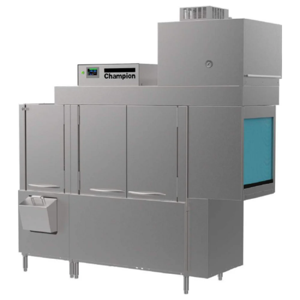 Champion 76 PRO-VHR Pro Series 54”W (54” Single Tank With 22” Prewash With Removable Scrap Basket) Rack Conveyor Dishwasher Champion 76 PRO-VHR Pro Series 54”W (54” Single Tank With 22” Prewash With Removable Scrap Basket) Rack Conveyor Dishwasher