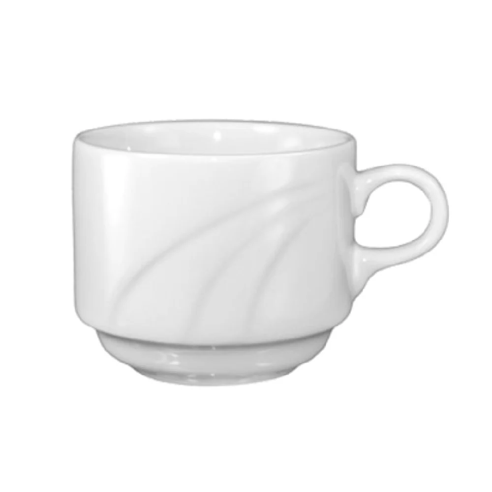 International Tableware AM-38 8-1/2 Oz Cup Lead Free Embossed Porcelain Stackable