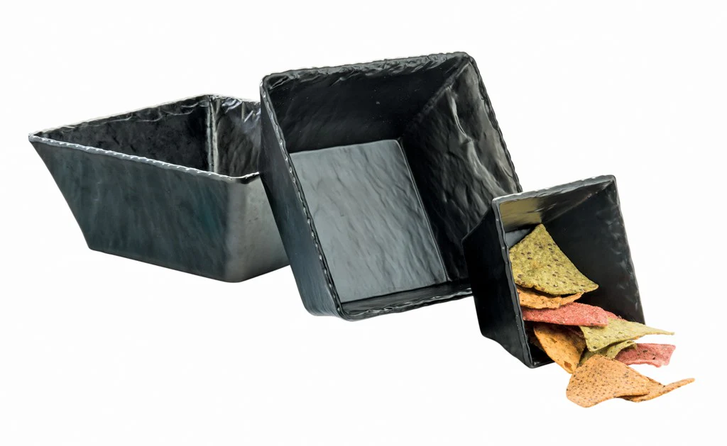 Cal Mil 3498-8-65M 8 Inch Bowl Square Melamine Slate for Foodservice