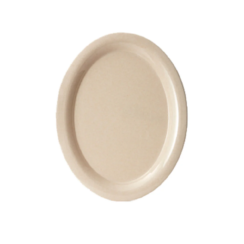 GET Enterprises BAM-1135 13-1/2 Inch Beige Oval Platter BambooMel Break-resistant