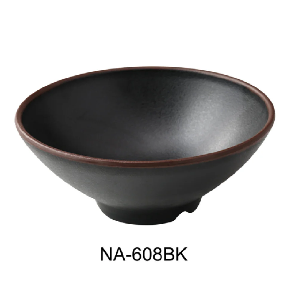 Yanco NA-608BK 8 Inch 38 Oz Round Bowl with Brown Accents Melamine Yanco NA-608BK 8 Inch 38 Oz Round Bowl with Brown Accents Melamine