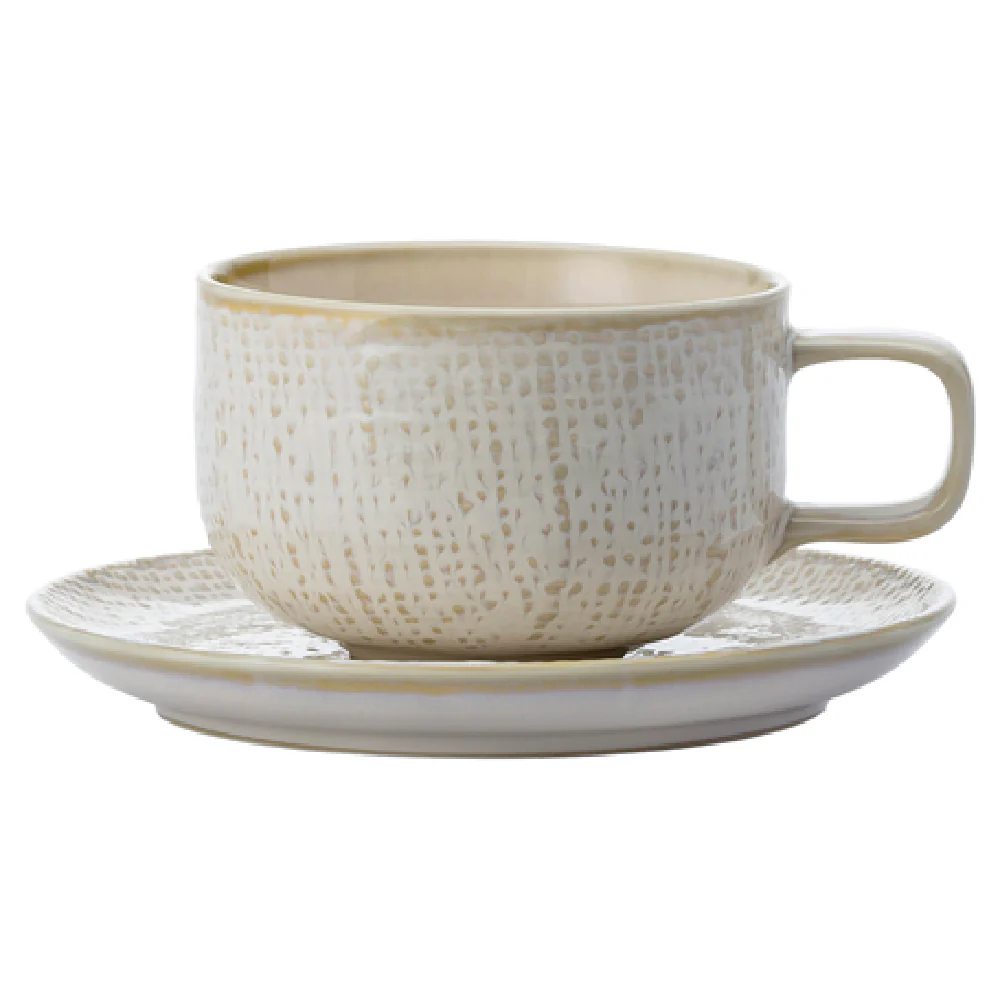 1880 Hospitality L6800000530 6 Oz Coffee Cup Woven Surface Porcelain White