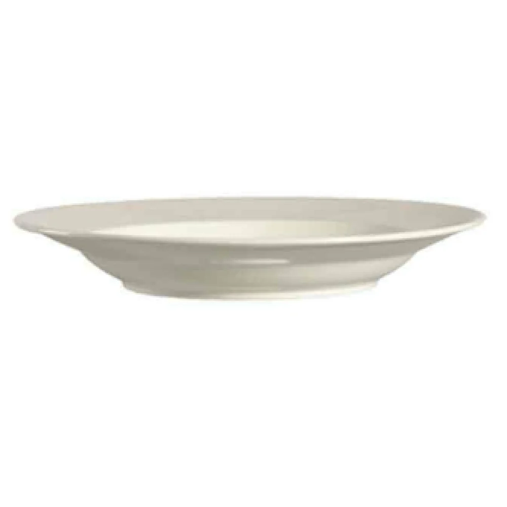 CAC China REC-121 12 Inch 18 Oz Round Pasta Bowl with Wide Rim Ceramic American White