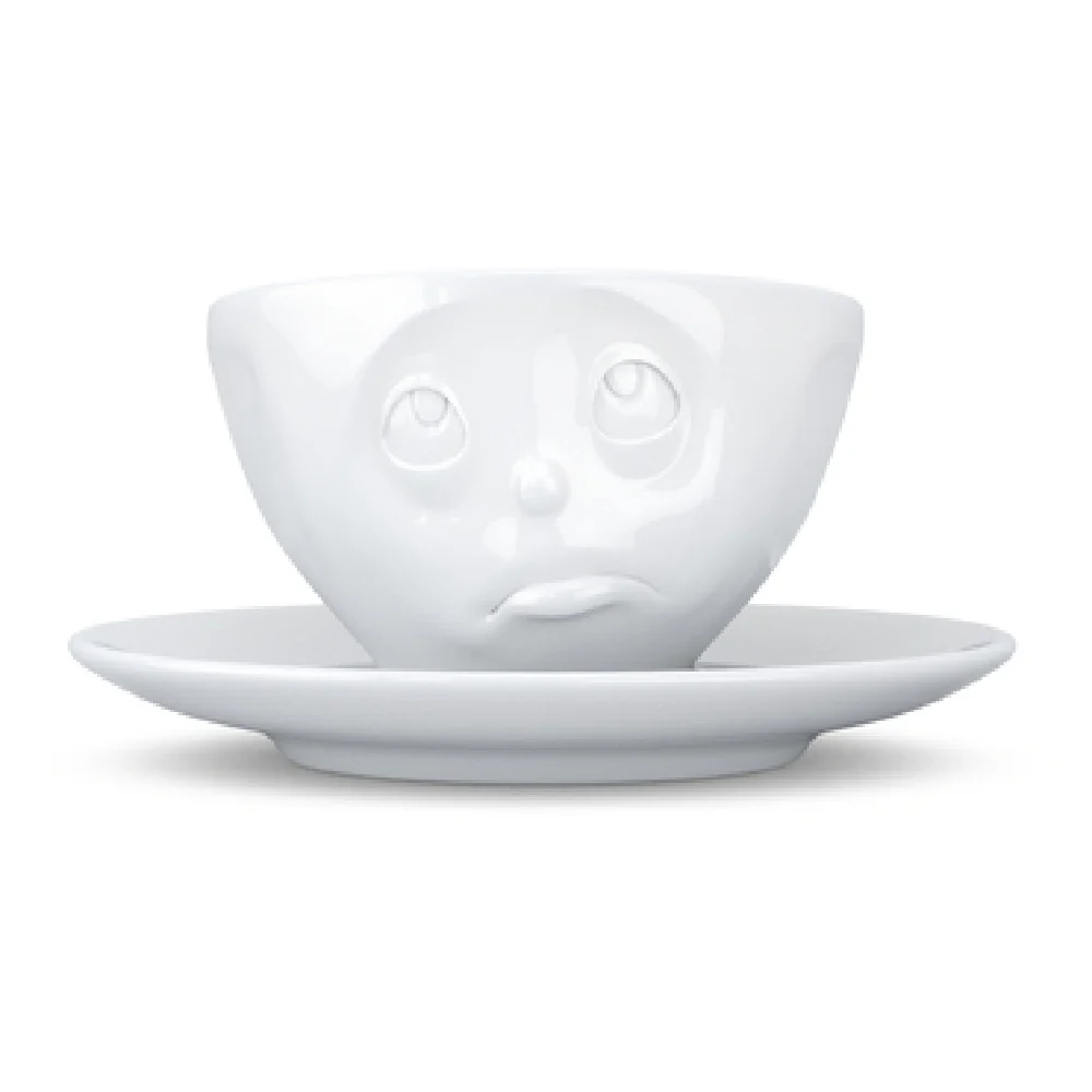 BauscherHepp 144007 3-3/10 Oz Porcelain Cup White Embossed Face