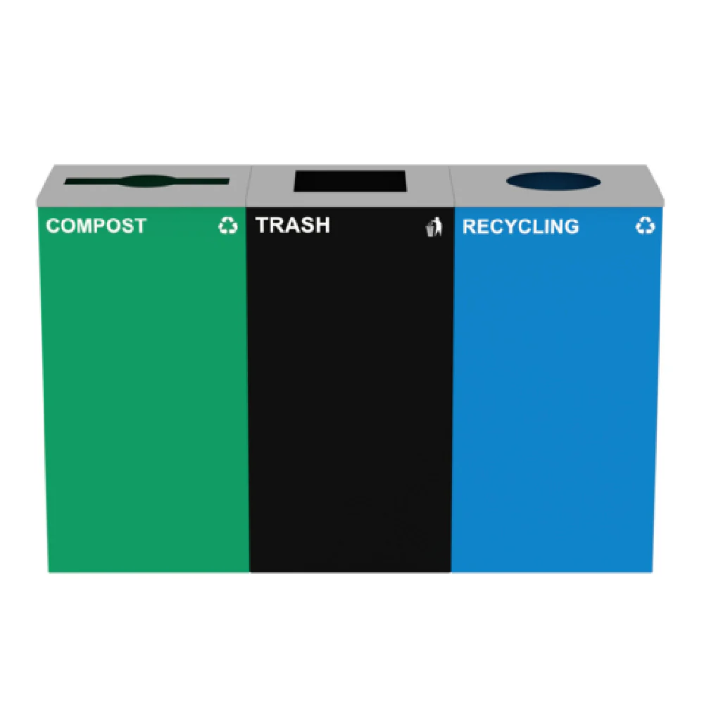Alpine Industries ALP4450-BLK-KIT36 51 Inch 87 Gallon Recycling Bin with Steel