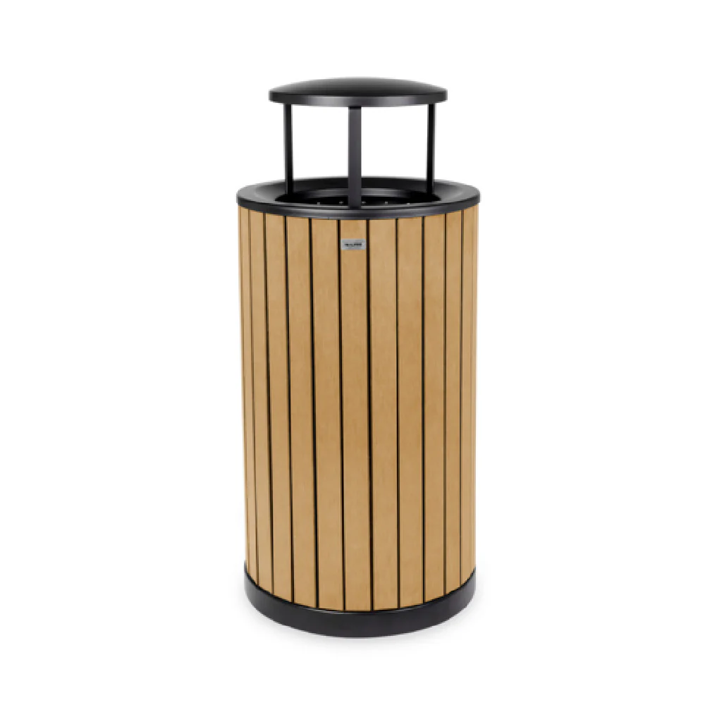 Alpine Industries ALP4400-01-CD-RB 20 Inch Round Trash Container Outdoor Recycled Plastic
