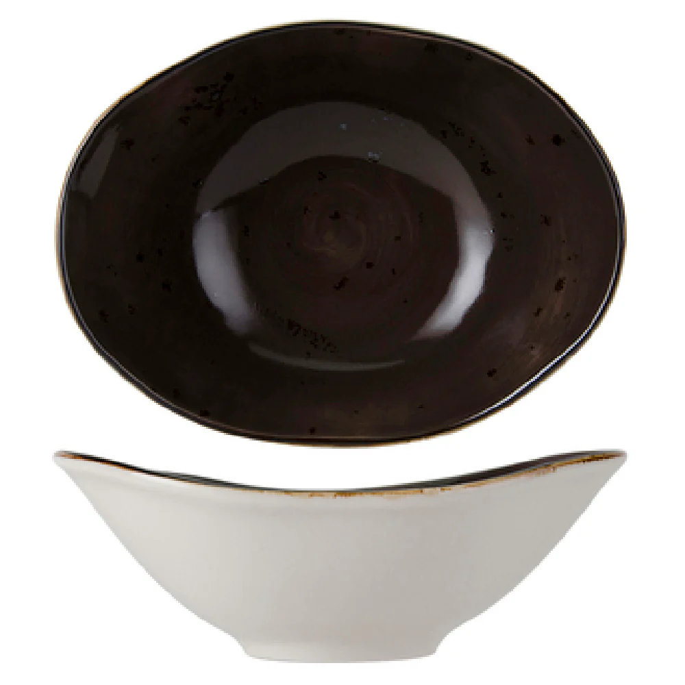 Tuxton GGM-403 20 Oz Oval Bowl Porcelain Mushroom Durable Airy