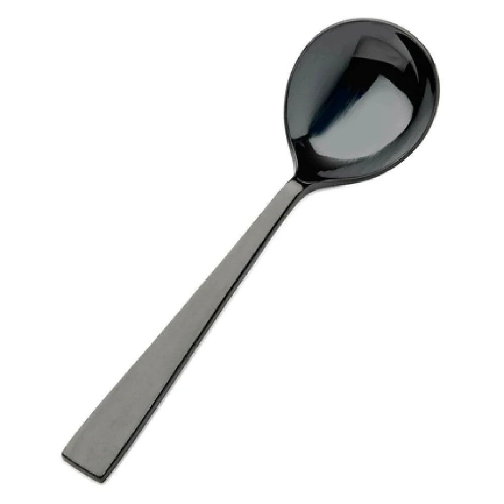 Bon Chef S3722B 6-5/8 Inch Round Soup Spoon Black 18/10 Stainless Steel