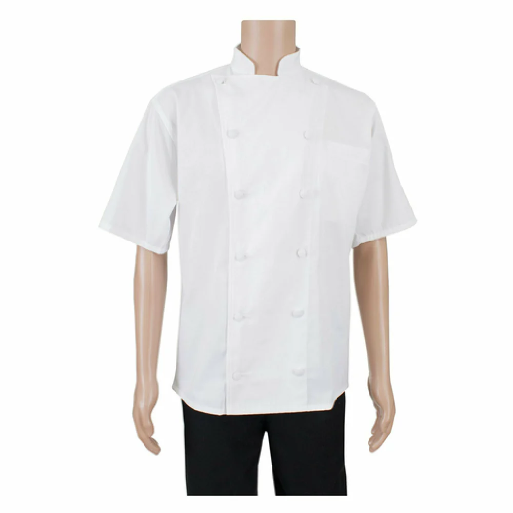 John Ritzenthaler Company RZSSWHLG Large Chef's Coat 10-button Short Sleeve White Cotton/poly Twill with Reversible Closure
