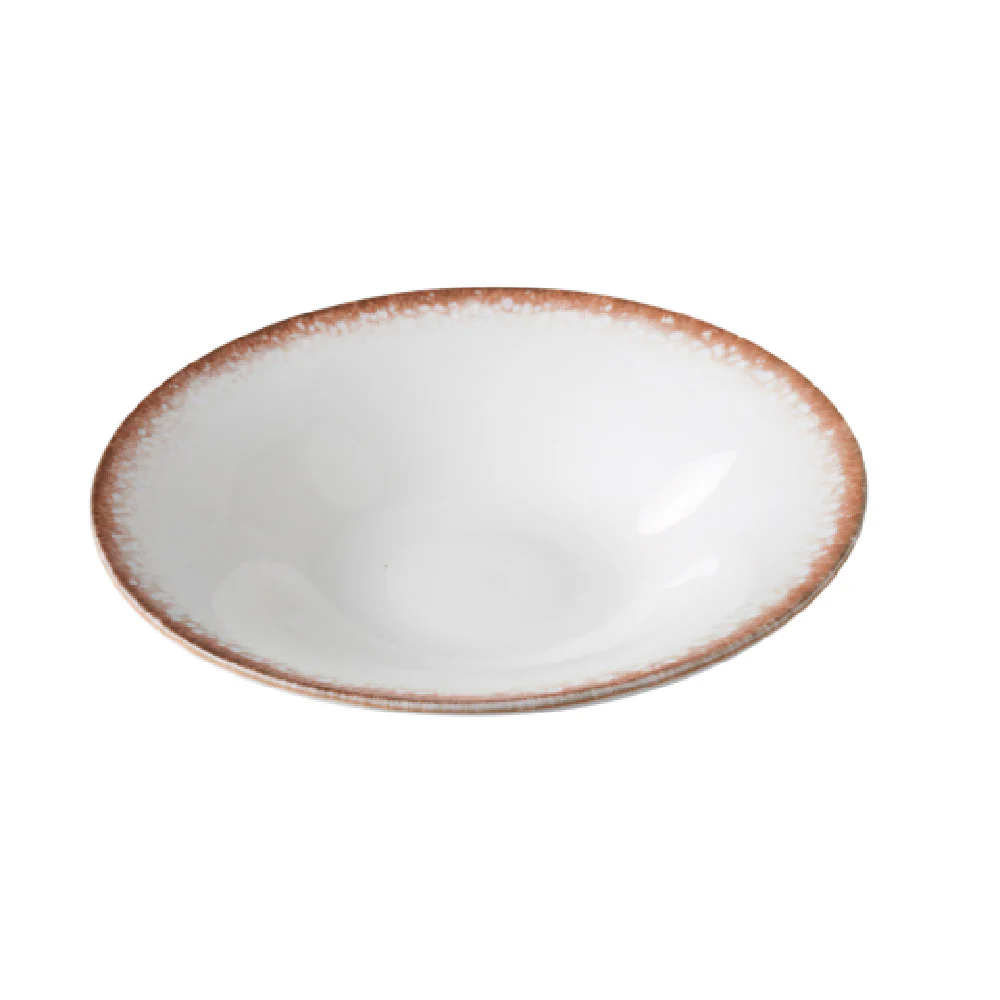 Yanco PR-410 22 Oz Porto Soup Salad Plate 10 1/4 Inch China White and Brown